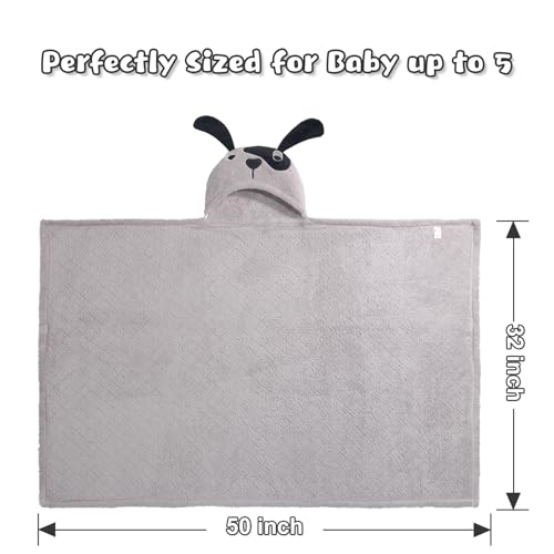 WODHOY Baby Boy Bath Towels with Grey Puppy Hood