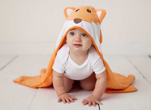 Luvable Friends Baby Cotton Animal Face Hooded Towel Fox One Size