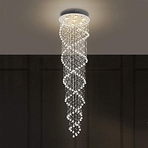 LED Hanging Chandelier with Double Spiral Crystal Design