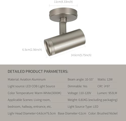 Lovuphoria Zoomable Dimmable Spotlights 12W LED Ceiling Light