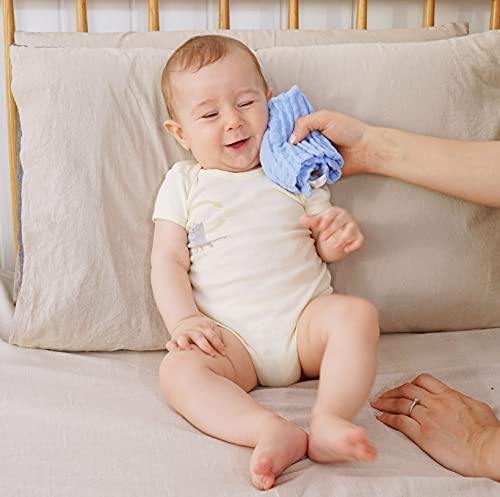 MUKIN Baby Washcloths - 5 Pack 12x12 Inches Soft Safe for Sensitive Skin