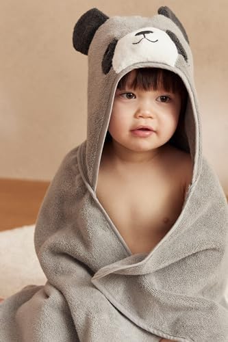 MORI Hooded Panda Bath Towel for Kids - Unisex Grey