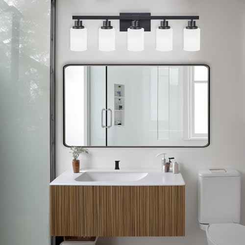 DIKAIDA 5-Light Matte Black Vanity Light Fixture