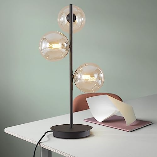 Fulesi Black Globe 3-Light Mid Century Modern Desk Lamp