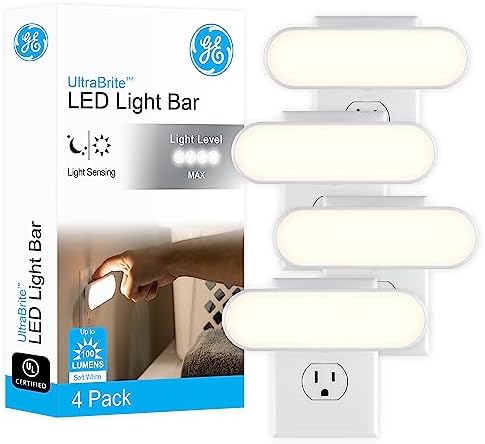 GE Ultrabrite LED Night Light Bar 4 Pack Dusk-to-Dawn Sensor