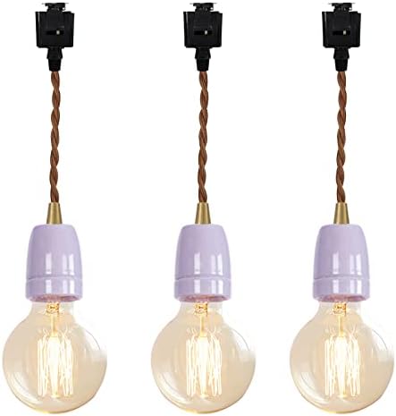 KAYYELAMP Purple E26 Ceramic Track Pendant Light Set of Three 1