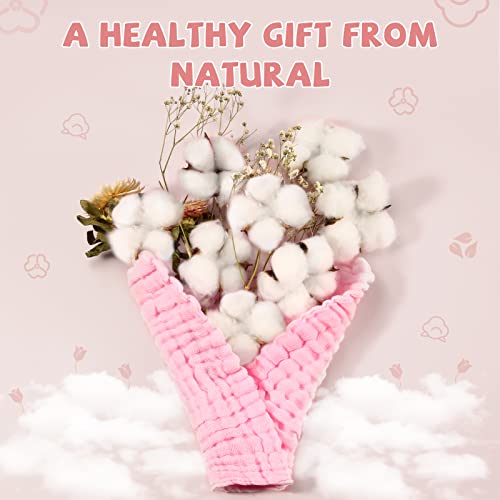 MUKIN Baby Washcloths and Burp Cloths 6 Pack 12x12 Inches Pink