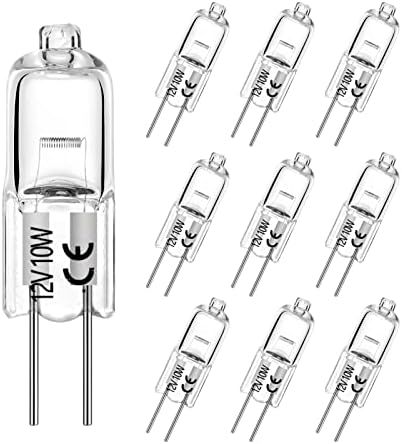 AHEVO 10W 12V Warm White Halogen Bulb G4 Bi-Pin 10 Pack