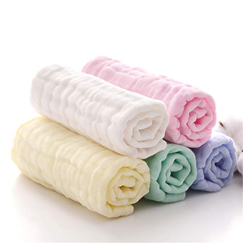 MUKIN Baby Washcloths - 5 Pack 12x12 Inches Soft Safe for Sensitive Skin