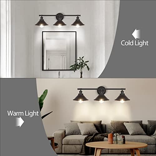 Licperron 3-Light Black Wall Vanity Light Fixture