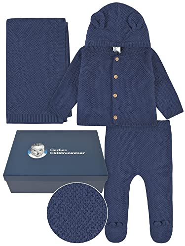 Gerber Navy Newborn 3-Piece Knit Gift Set 1