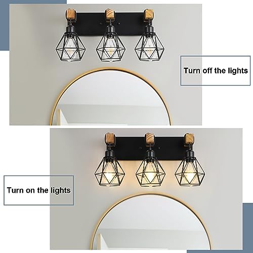 VbiTmn 3-Light Farmhouse Vanity Light with Metal Lampshade