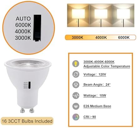 16PCS LED Track Lighting with 3CCT and Dimmable Brightness 1