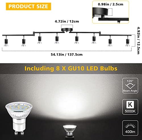 Unicozin LED 8 Light Track Lighting Kit Black 1
