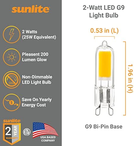 Sunlite 41192 LED G9 Bi-Pin Light Bulb 2W 6 Pack