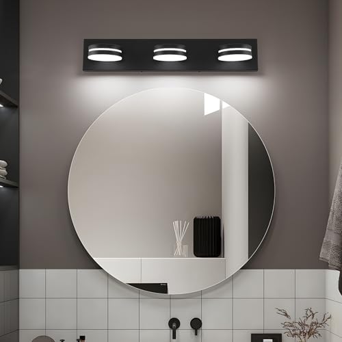 Bicrink 3-Light Matte Black Vanity Light with Rotating Head