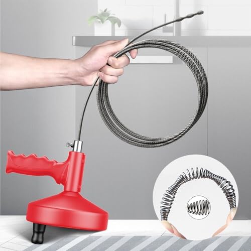 Simplelisa 32 Feet Manual Drain Auger Set with Hair Snake Strainer Gloves