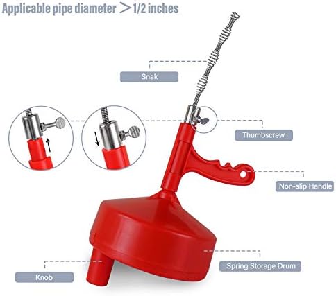 KINGLEV 35-Ft Drum Auger Drain Cleaner with Gloves