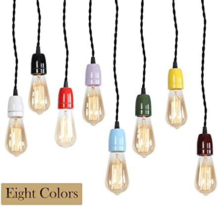 KAYYELAMP 3-Light H Track Pendant Light with Purple Ceramic Base