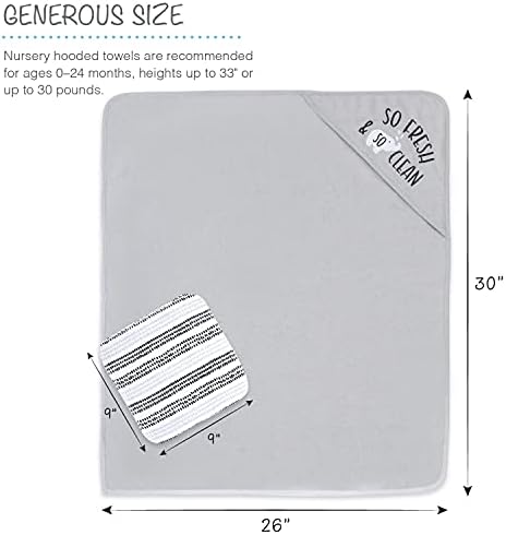 The Peanutshell Baby Hooded Towel Set - 23 Piece Black Plaid and Stripe