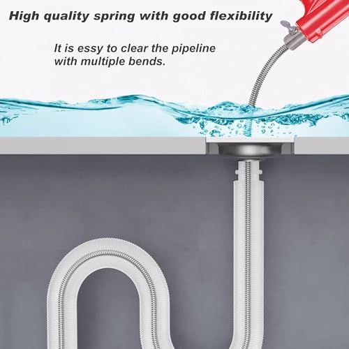 Simplelisa 32 Feet Manual Drain Auger Set with Hair Snake Strainer Gloves