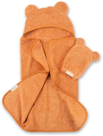 Bella Tunno Baby Bath Towel and Mitt Set - Pumpkin