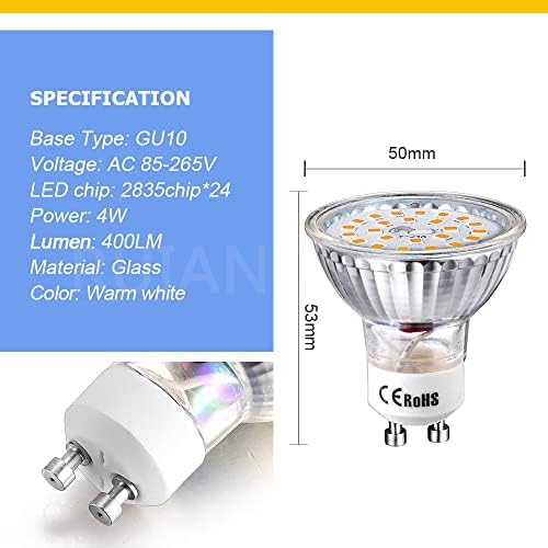 Ruiandsion GU10 LED Light Bulbs 85-265V Pack of 10