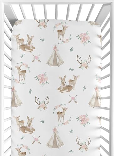Sweet Jojo Designs Woodland Deer Floral Crib Sheet Set 2 Pack
