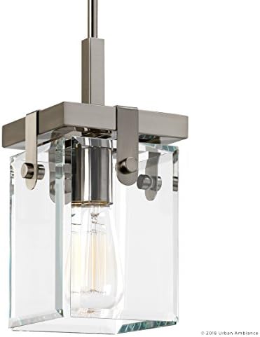 Urban Ambiance Farmhouse Pendant Light - Brushed Nickel and Clear Shade