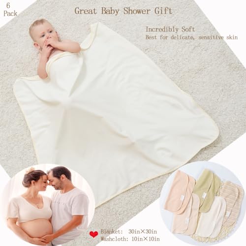 6 Pack Baby Hooded Towel and 5 Washcloths Set