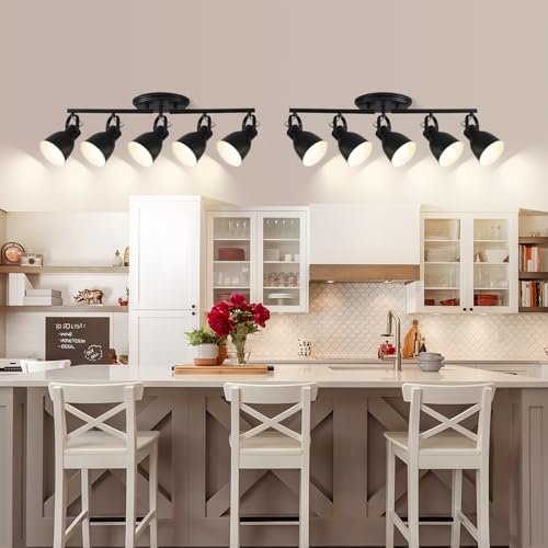 KEESFU 5 Light Track Lighting Fixtures Ceiling Black Modern