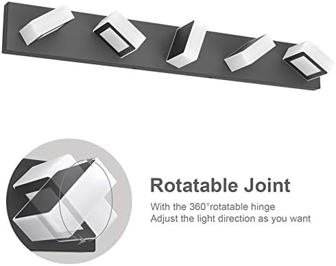 Ralbay 5 Light Modern Black Vanity Lights Over Mirror 1