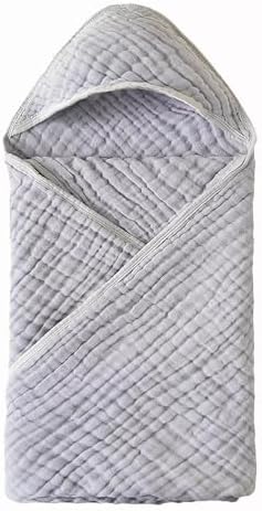 TinyTotsJoy Hooded Baby Towel 35x35 Inch Grey