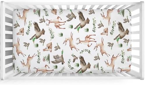 KASTLEE Crib Sheets with Deer and Duck Print 52x28 Soft Breathable