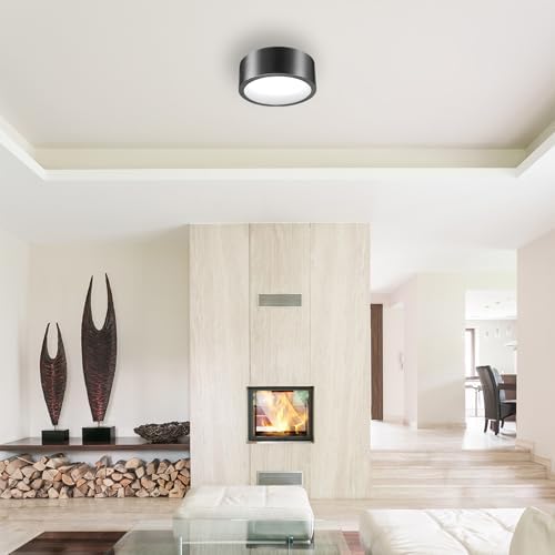 Globe Electric Edinburg LED Flush Mount Ceiling Light Black Iron Finish 1