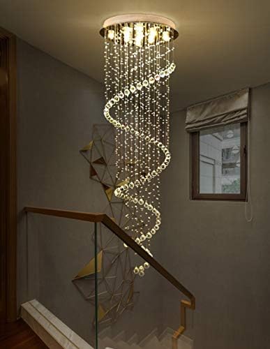 TSWF Single Spiral Crystal Chandelier with LED Light 1