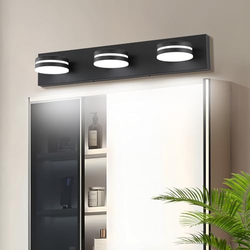 Bicrink 3-Light Matte Black Vanity Light with Rotating Head