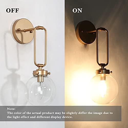 Classy Leaves God Globe Wall Sconce 1-Light Gold Vanity Light