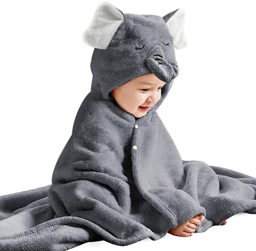 IFaryMes Toddler Bath Towel with Hood - Gray Elephant
