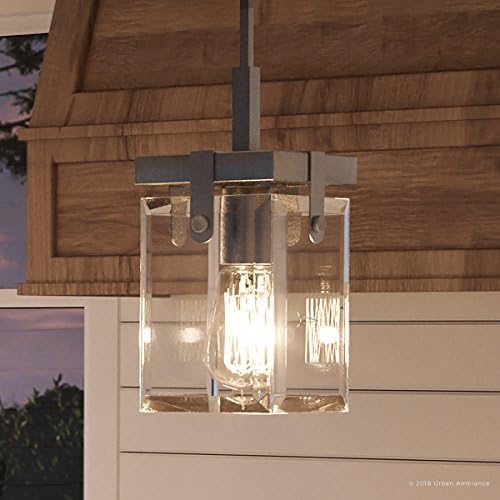 Urban Ambiance Farmhouse Pendant Light - Brushed Nickel and Clear Shade