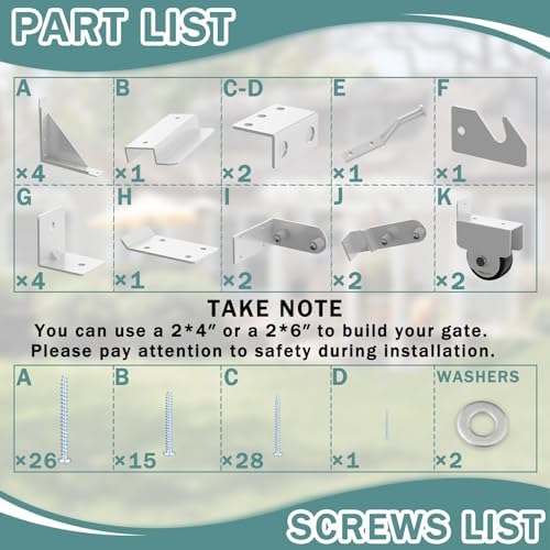 Lygoeege Heavy Duty Sliding Gate Kit 200Lbs Moonlight White