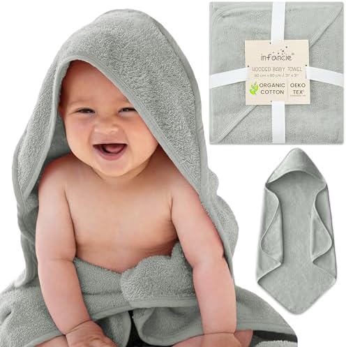 Infancie Organic Cotton Hooded Baby Towels 314 x 314 Moss Green