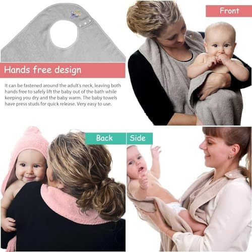 KLERICER Hooded Baby Towel - 354 x 354 Inch Grey