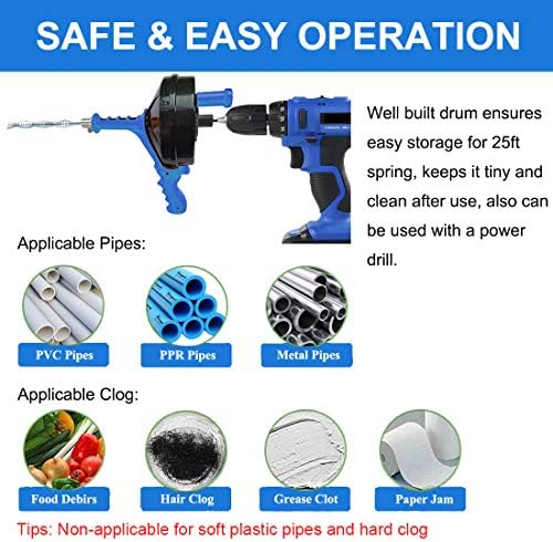 Breezz Drain Auger with 25 Ft Steel Cable