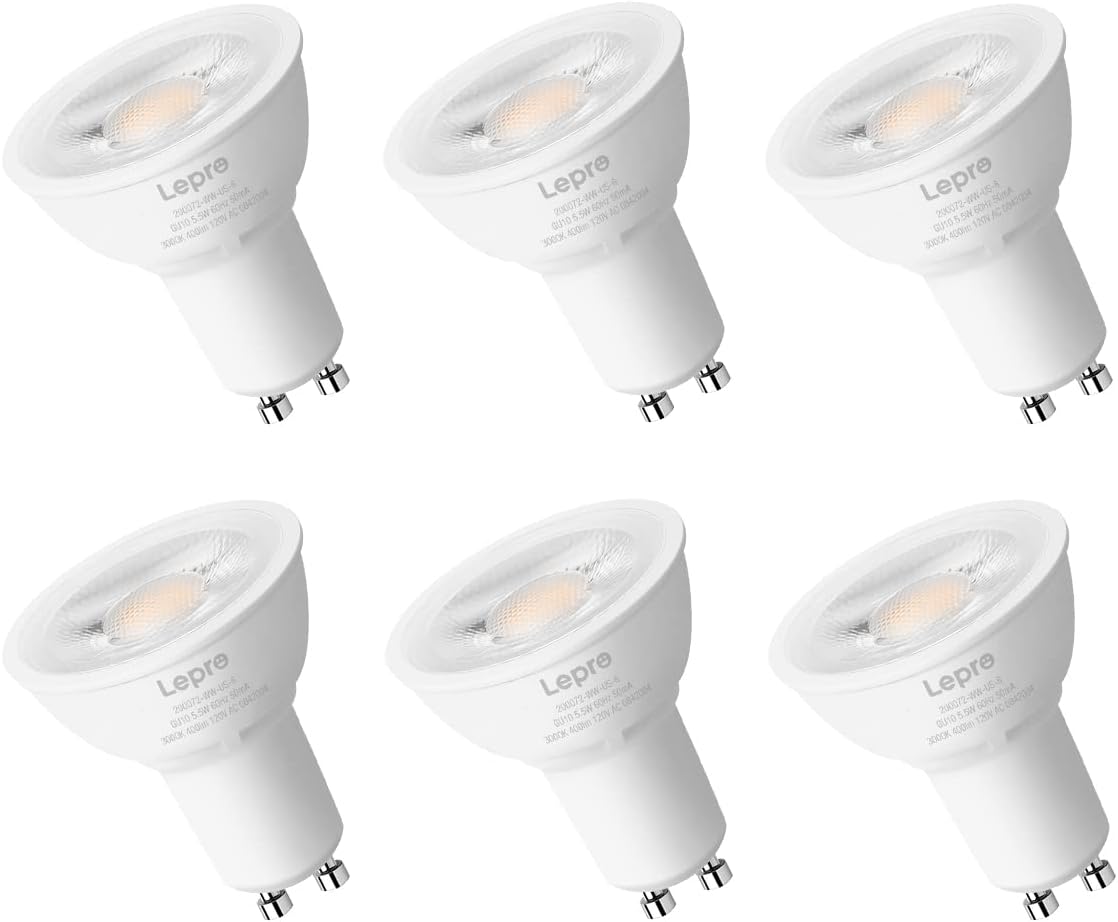 Lepro GU10 LED Bulb 50W Equivalent 55W 5000K Dimmable 40Spotlight 6 Pack