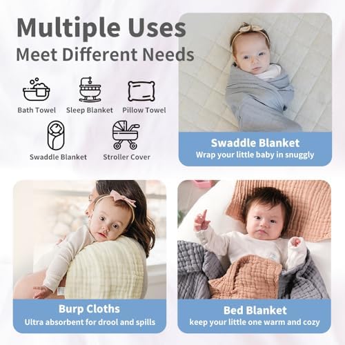 LAnge Muslin Hooded Baby Towel - 6 Layers 100 Cotton 315x315 in 1