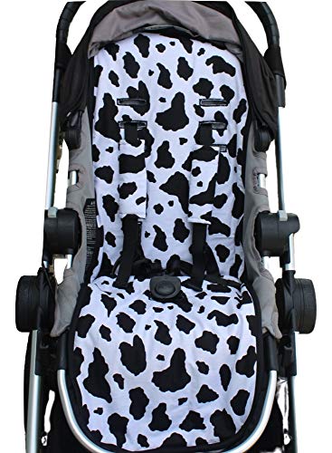 Handmade Stroller Liner with Black White Cow Print