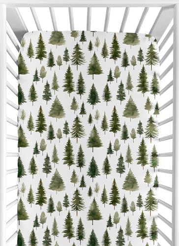 Sweet Jojo Designs Sage Green Woodland Crib Sheet 1