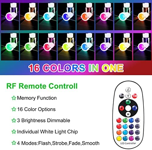 12W RGBW LED Track Light Heads with Remote Control 10 Pack