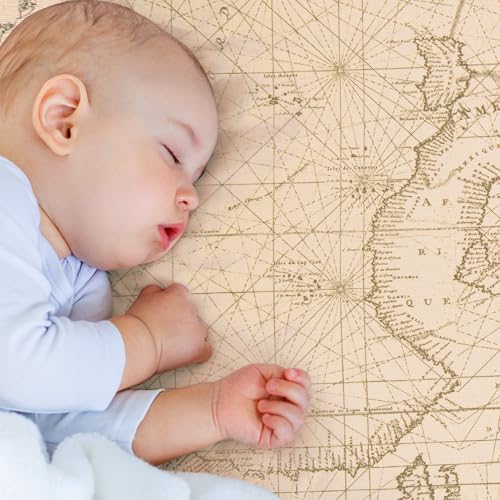 Glenna Jean Explore Baby Crib Sheet Map Print Tan